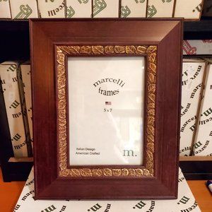 FG Galassi & Marcelli Frames - One 5"x7" Cherry & Gold Leaves Wood Frame, New